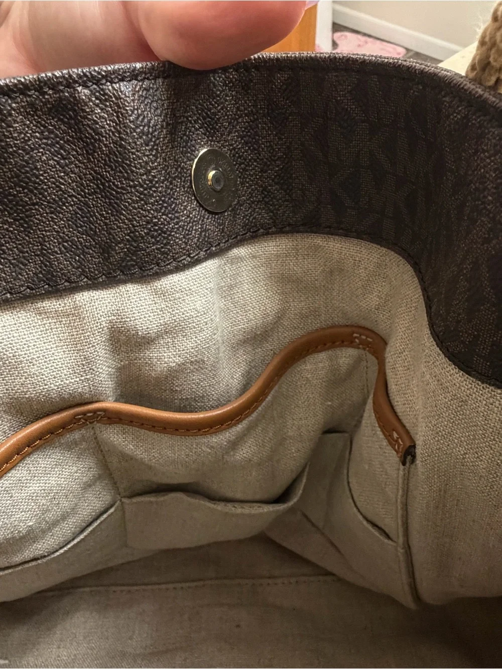 Michael Kors Brown Logo-Print Rope-Handle Shoulder Tote